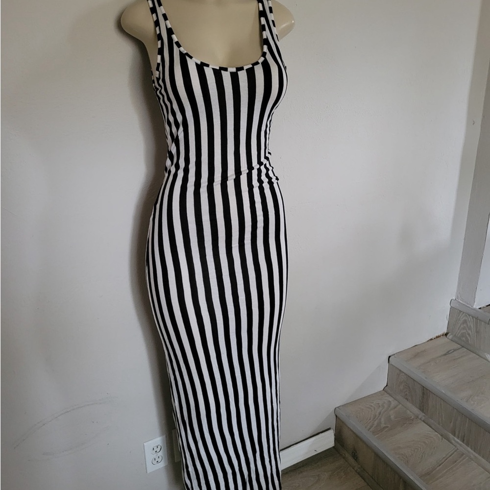 Black and White Striped Maxi Dress